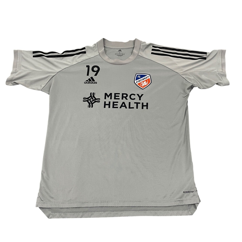 Adidas FC Cincinnati Team Issued Training Jersey #19 Grey Men's Large ED09220